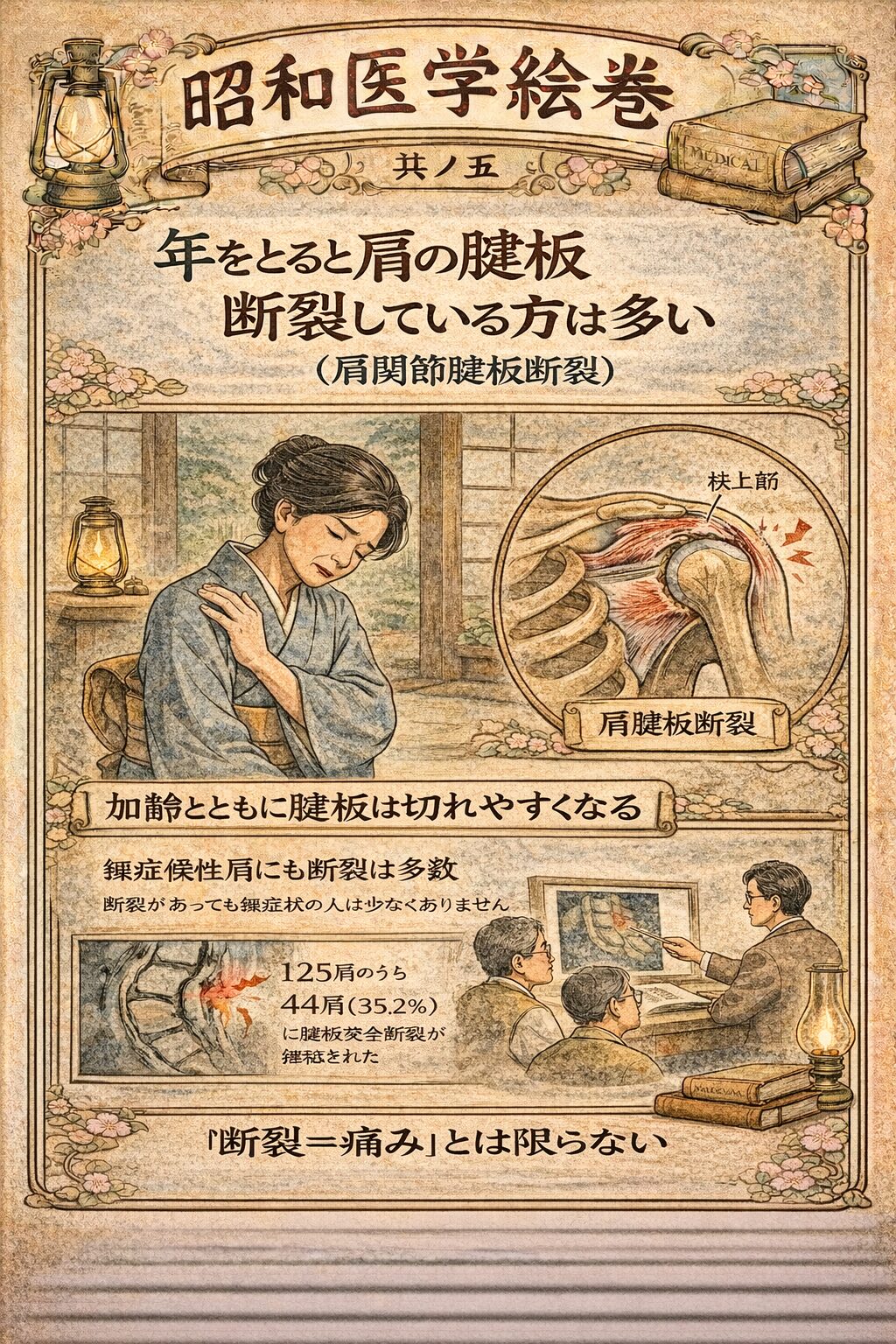 年をとると肩の腱板断裂している方は多い（肩関節腱板断裂）