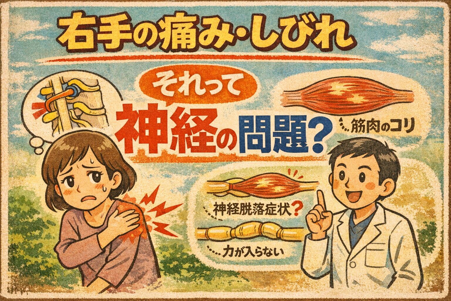 右手の痛み・しびれ=すぐに「神経の異常」ではありません