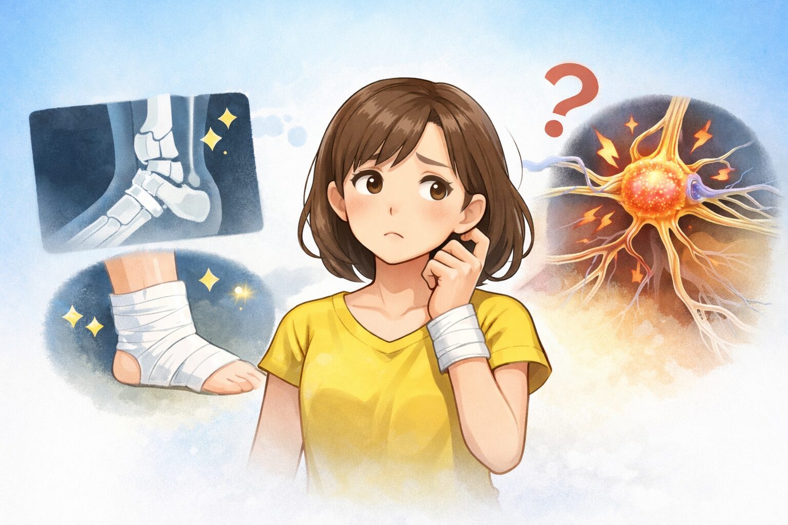 骨折や捻挫のあとに痛みが残る理由