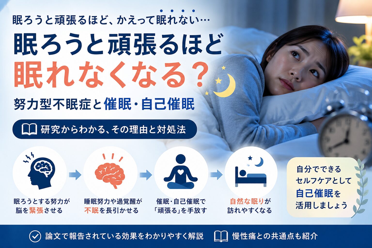 眠ろうと頑張るほど眠れなくなる?|努力型不眠症と催眠・自己催眠