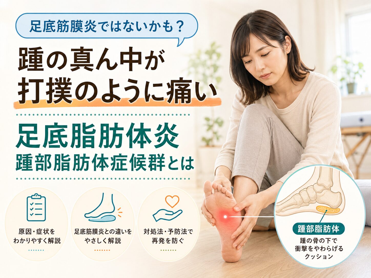 踵の真ん中が打撲のように痛い|足底脂肪体炎・踵部脂肪体症候群とは