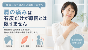 石灰沈着性腱板炎と言われたのに肩の痛みが続く→石灰だけが原因とは限りません